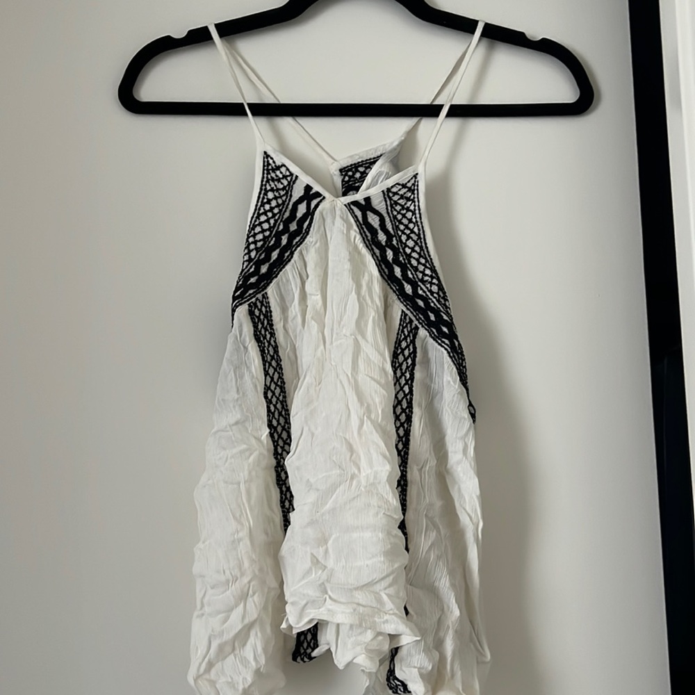 Ecote white cropped cross strap tank